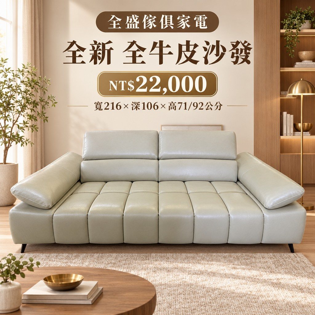 全新 全牛皮沙發 改好